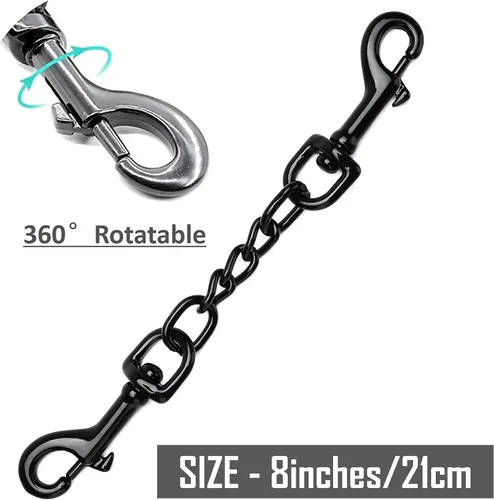 Vista 3 de DEYACE Clip de seguridad de metal para collar de perro, paquete de 2 unidades de respaldo resistente para collar de punta, conector de collar