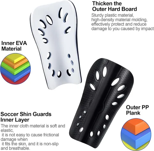 Vista 3 de ANCIRS 2 Pair Soccer Shin Guards for Youth, Breathable Shin Guard Sleeves for Football Games, Protective EVA Cushion for Youth Men & Women