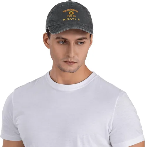 Vista 5 de USS Bennington Cvs-20 - Gorra de béisbol unisex ajustable para papá, sombrero de mezclilla, Negro