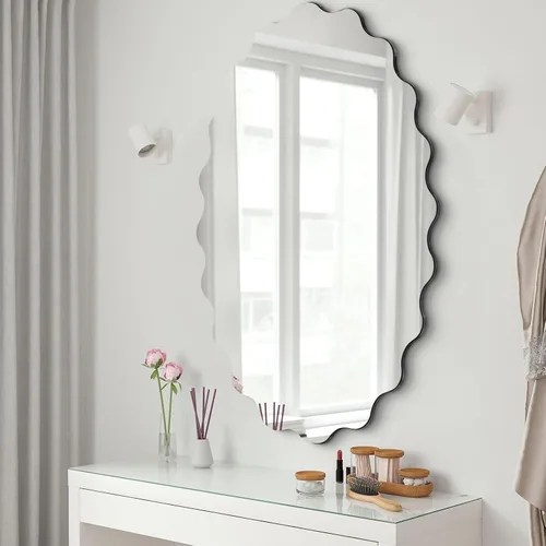 Vista 10 de QDSSDECO Espejo de pared de nube biselada para decoración de pared, espejo de tocador de lujo para sala de estar, baño, entrada, pasillo, 22 x 28