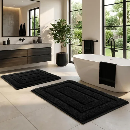 Vista 33 de GRANNY SAYS Juego de 2 alfombras de baño suaves para baño, alfombras de baño antideslizantes y lavables, alfombras de baño absorbentes para bañera