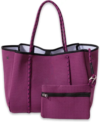 Vista 31 de POPUPS Bolso grande de neopreno para mujer - Bolso de mano de diseñador para todos los días, para el trabajo, la playa y viajes con bolsillos