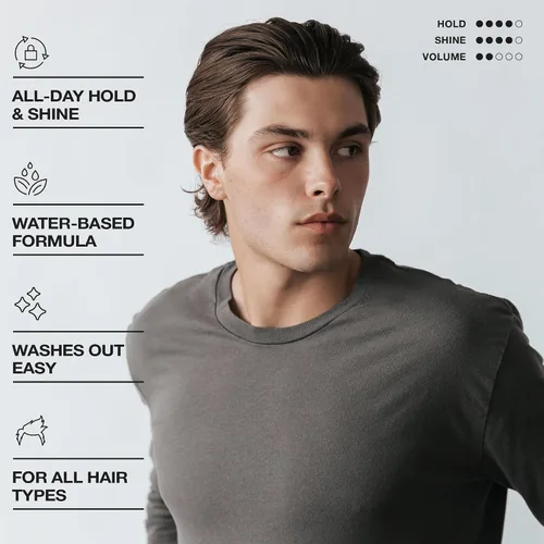 Vista 5 de CRVFT - Pomada de gel de 4 onzas, alto brillo/fijación media, a base de agua/soluble en agua, ideal para cabello corto/medio fino/grueso, para un
