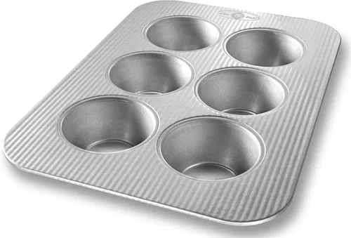 Vista 8 de USA Pan Molde para magdalenas Jumbo Texas, 6 cavidades, revestimiento antiadherente y liberación rápida, acero aluminizado