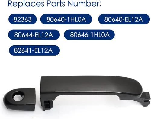 Vista 6 de Manija de puerta exterior para Nissan Versa 2007-2012, lado del conductor delantero izquierdo con llavero, reemplaza NI1310130 82363, Negro