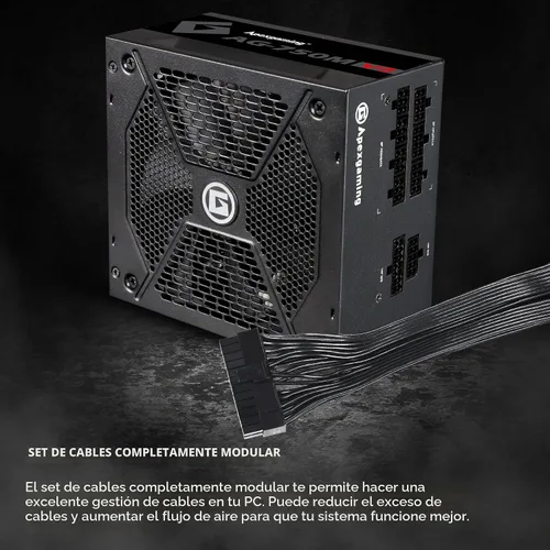 Vista 8 de Apexgaming AG-750M V2 750Watt 80PLUS Gold Fuente de alimentación totalmente modular