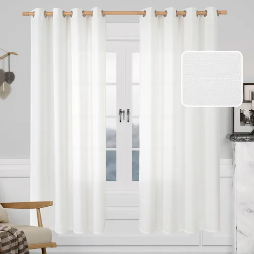 Vista 42 de LAMIT Cortinas de Lino Blancas Semitransparentes para Dormitorio, Paneles Filtrantes de Luz, Cortinas de Lino con Ojales de Protección de Privacidad