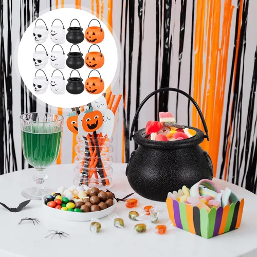 Vista 4 de Toyvian Cubo de mano de Halloween calabaza titular dulce cesta de dulces de Halloween cubo truco o trato cubo portátil caramelo calabaza fantasma