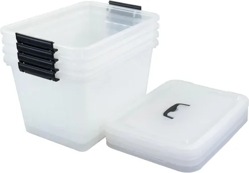 Vista 7 de Readsky Contenedor de plástico de 18 cuartos de galón con tapas y asa, bolsa de almacenamiento de plástico transparente, 4 paquetes