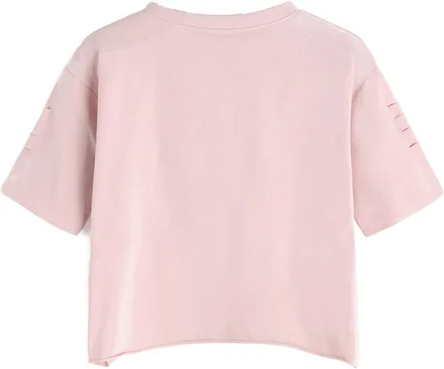 Vista 4 de SweatyRocks - Camiseta de manga corta para mujer con impresión gráfica recortada