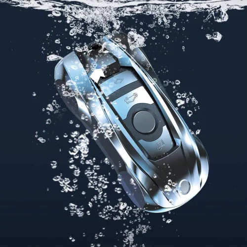 Vista 5 de Funda de metal estilo Supercar para llave remota sin llave compatible con BMW 2 5 6 7 Series X1 X2 X3 X5 X6 Gris