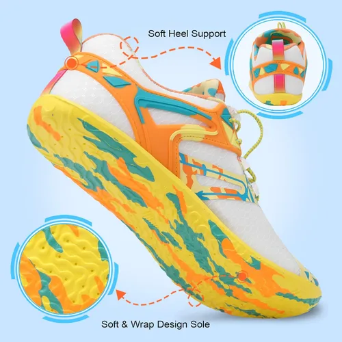 Vista 6 de L-RUN Zapatos de agua para hombre y mujer, zapatos de agua descalzos para senderismo, secado rápido, calcetines acuáticos para natación, buceo
