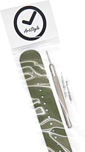 Vista 39 de ArtStyle - Correa para reloj de nailon balístico y con hebilla negra de alta gama (acabado mate)