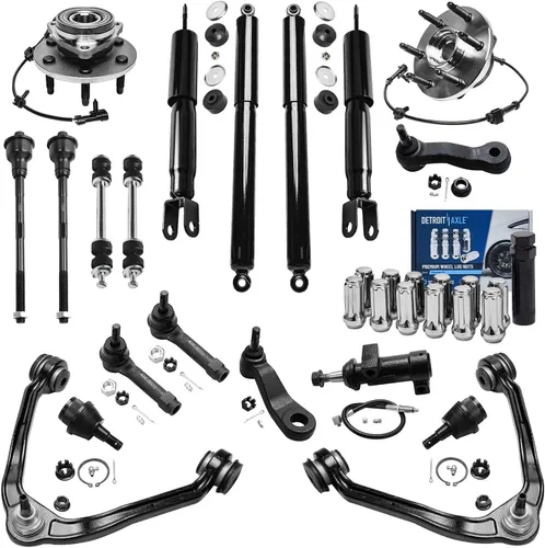 Vista 115 de Detroit Axle - Kit de suspensión delantera 4WD para Nissan Frontier Pathfinder Xterra, 2 cubos de rodamientos de ruedas, 2 brazos de control