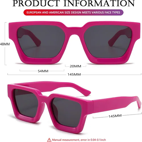 Vista 153 de AIEYEZO Gafas de sol cuadradas para mujeres y hombres, gafas de sol cuadradas con montura gruesa, estilo de diseñador simple