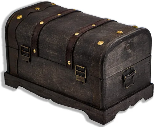Vista 3 de Brynnberg - Caja de almacenamiento de cofre del tesoro pirata - Columbus 12 2 x 7 1 x 7 1 pulgada - Cofre del tesoro de madera duradera