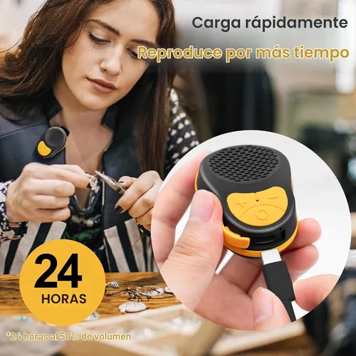 Vista 4 de Altavoz Bluetooth Portátil Clip On, Pequeño Altavoz Portátil, Mini Altavoz Bluetooth Impermeable con Micrófono para Ejercicios de Carrera hasta 24H