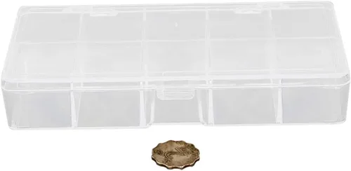 Vista 6 de Bettomshin Caja de almacenamiento de componentes PS 7.087x3.425x1.260 in contenedor organizador de plástico 10 rejillas fijas cajas de herramientas