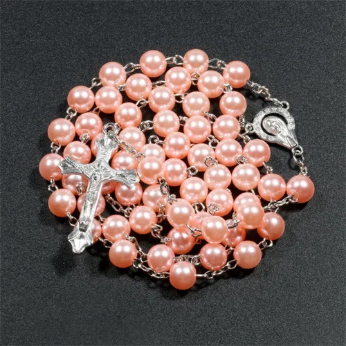 Vista 2 de Rosary Bead Catholic Necklace, First Communion Gifts CatholicWIth Metal Box and 18Pcs Holy Card