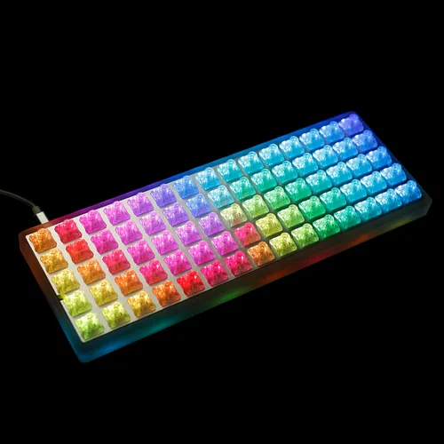 Vista 3 de YMDK Idobao x 75 teclas de diseño ortodoxo a través de placa acrílica intercambiable en caliente intercambiable en caliente RGB PCB teclado mecánico