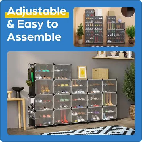 Vista 3 de CUBEDIY Organizador de Zapatos Gabinete Hasta 72 Pares, Zapatero Cubierto-Estante de Zapatos con Puerta Transparente