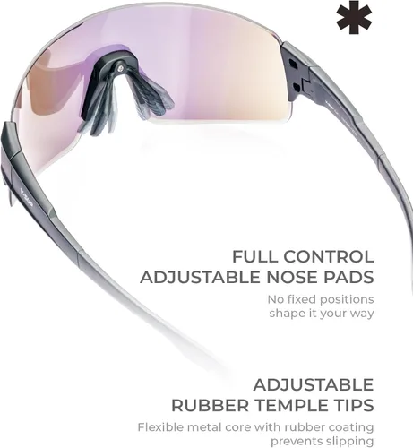 Vista 4 de V-SUP TR90 - Gafas de sol de ciclismo con protección UV400, ajustables y ultraligeras con estuche para correr y uso al aire libre