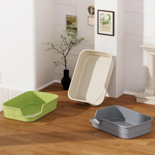 Vista 7 de Vealind Caja de arena extra grande para gatos de alta cara y baja entrada para gatos mayores y grandes, 23.6 x 15.7 x 5.9 pulgadas, XL de respaldo