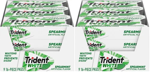Vista 8 de Trident Goma de mascar blanca sin azúcar con xilitol, menta, 180 bolsas resellables a granel (paquete de 16)