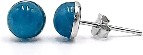 Vista 92 de Pendientes naturales de 0.236 in con chapado en oro blanco sobre plata de ley, bisel cabujón de piedras preciosas regalo de joyería para ella