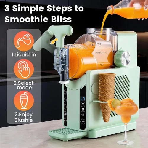 Vista 5 de Slushie Machine, iceBlue 2-in-1 Ice Cream Maker with 5 Presets - Green