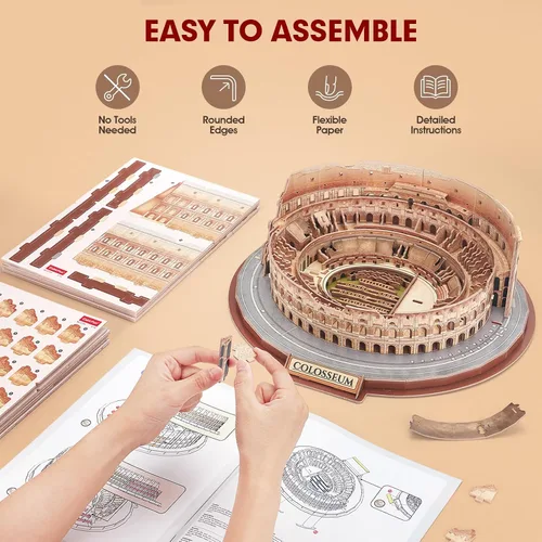Vista 4 de CubicFun Rome Colisseum - Rompecabezas 3D para adultos y niños