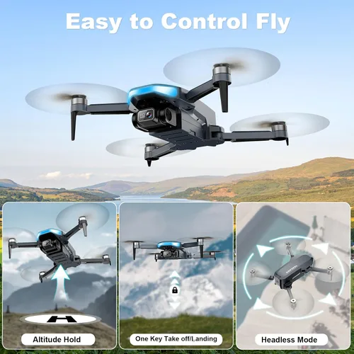 Vista 6 de Dron con cámara para adultos - Cámara HD 2K FPV Live Video, GPS Drone con retorno automático, motor sin escobillas, cuadricóptero plegable, sígueme