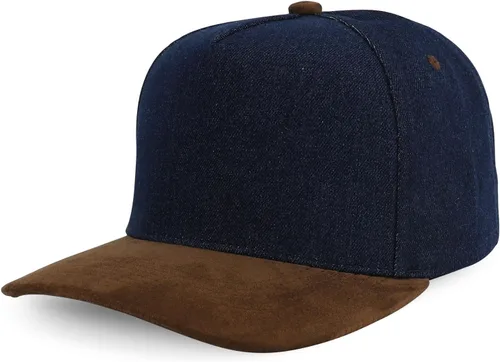 Vista 26 de Trendy Apparel Shop Gorra de béisbol combinada de 5 paneles de algodón y gamuza Piedra real