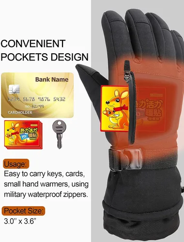 Vista 5 de Frlozs Guantes de esquí y nieve impermeables aislados -30 F 3M guantes térmicos para motocicleta cálidos guantes de invierno para hombres y mujeres
