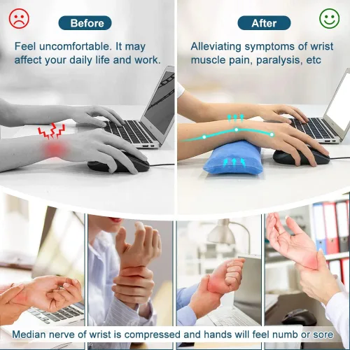 Vista 5 de Reposamuñecas para mouse y mouse con reposamuñecas ergonómico, reposamuñecas con gel calentado, protector de muñeca para computadora portátil, cojín