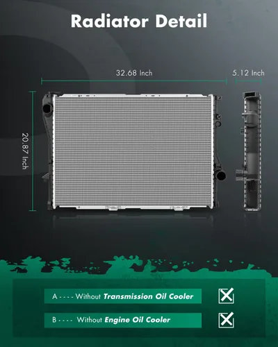 Vista 2 de SCITOO 1401 Radiador MT Radiador apto para 1997-1998 para B-M-W para 528i 2.8L 1997-1998 para B-M-W para 540i 4.4L 1995 para B-M-W para 740i 4.0L