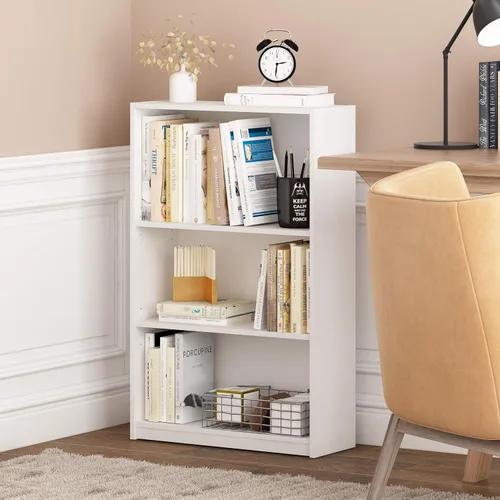 Vista 20 de Furinno Gruen - Estantería pequeña de 2 niveles, estantería con estante abierto y armario de almacenamiento de puertas, 9.3 x 21.8 x 27 pulgadas