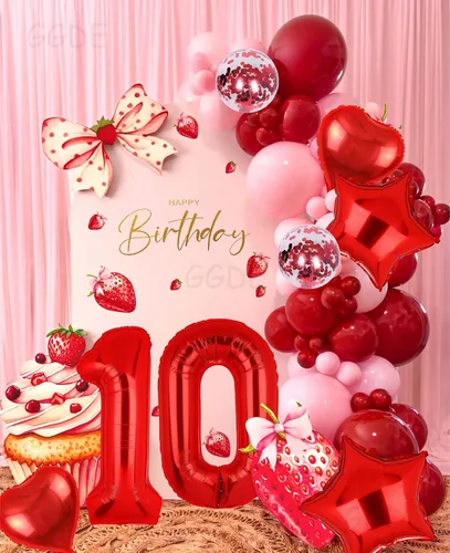 Vista 5 de Globos rojos de 40 pulgadas con números de Mylar para decoración de fiesta de cumpleaños número 10 Globos digitales de helio, 10 suministros