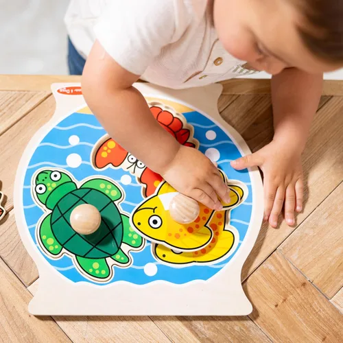 Vista 5 de melissa & doug pecera Jumbo perilla de madera Puzzle, Versión estándar, Multicolor