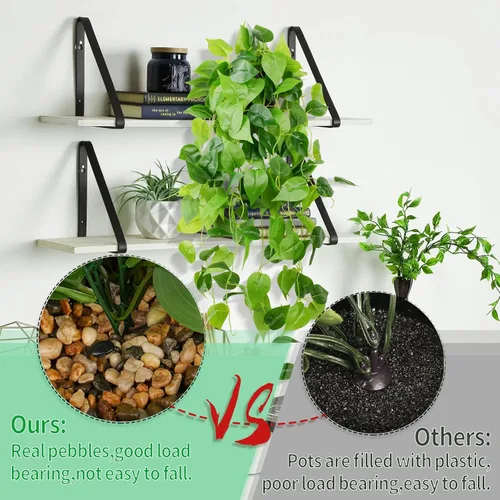 Vista 3 de LOYWREE Plantas Artificiales de 35.4 Pulgadas en Maceta Negra Plantas Colgantes Falsas Realistas en Maceta con Hiedra Artificial y Pothos - Ideal