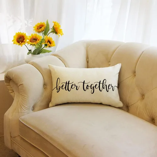 Vista 3 de Ogiselestyle Fundas de almohada de granja con citas de Better Together de 12 x 20 pulgadas, fundas de almohada lumbares decorativas para el hogar