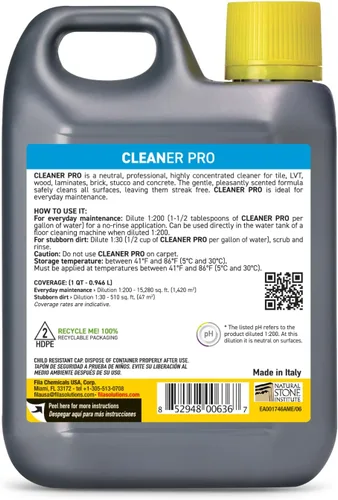 Vista 2 de FILA Surface Care Solutions, CLEANER PRO, limpiador neutro multiusos, altamente concentrado, hasta 40 lavados, 1 cuarto de galón