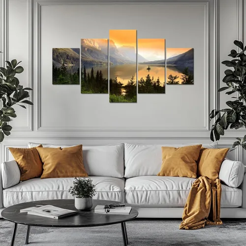 Vista 2 de Arte de Lienzo de Pared de Montana Decoración de Pared del Parque Nacional Glacier Lámina de Montana St. Mary Póster Pintura de Paisaje Wild Goose