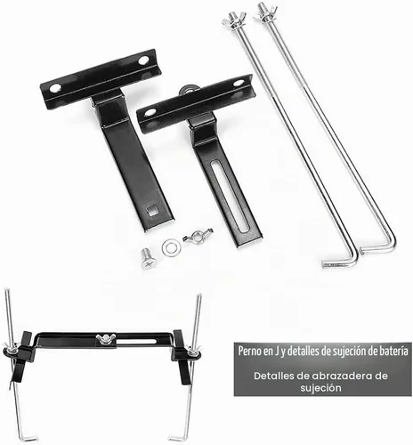 Vista 4 de Kit de sujeción de batería THEPRO, soporte de batería de acero resistente a la corrosión con abrazadera ajustable para coche, barco, marino