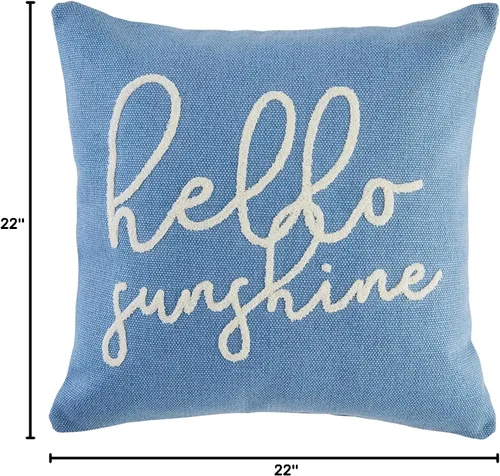 Vista 5 de Mud Pie Color Sentiment - Almohada Dhurrie, 22 x 22 pulgadas, Hello Sunshine