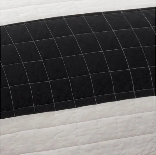 Vista 2 de Lush Decor New Berlin - Juego de cama de 3 piezas con diseño de rayas, tamaño matrimonial/queen, negro y blanco Blanco y negro