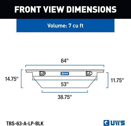 Vista 2 de UWS TBS-63-A-LP-BLK Caja de herramientas negra de aluminio con tapa biselada y aislante.