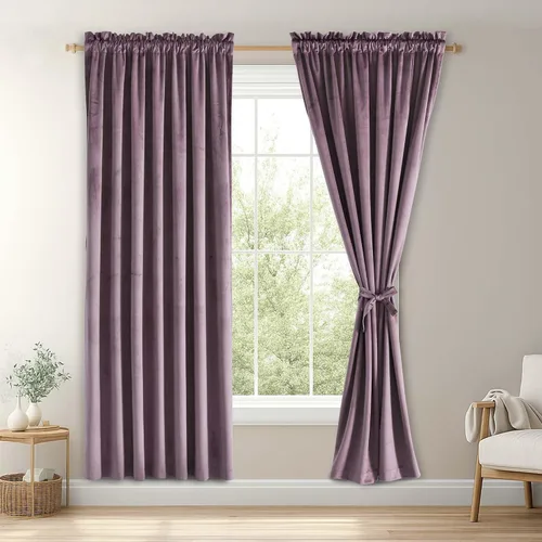 Vista 34 de JIUZHEN Cortinas de terciopelo beige de 63 pulgadas de ancho x 63 pulgadas de largo, cortinas de terciopelo retro suaves con bolsillo para barra