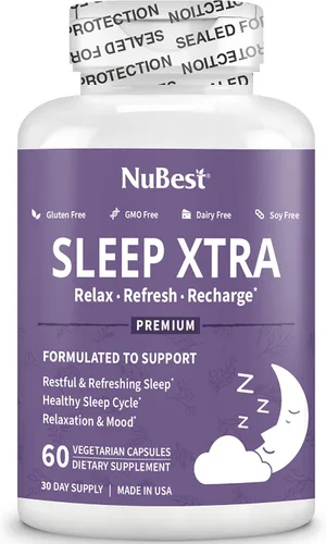 Vista 6 de NuBest Sleep Xtra Apoya un sueño saludable para adultos Vitamina B6, melatonina, ashwagandha, manzanilla, valeriana y más – No forma hábito 60