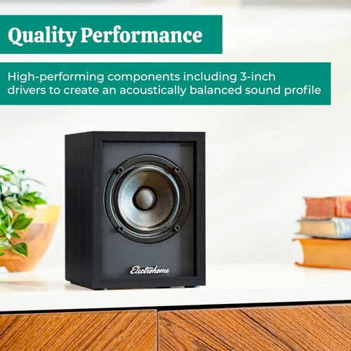 Vista 5 de Electrohome Montrose - Reproductor de discos de vinilo actualizable con Huntley, altavoces Bluetooth alimentados, controlador de 3 pulgadas, para un